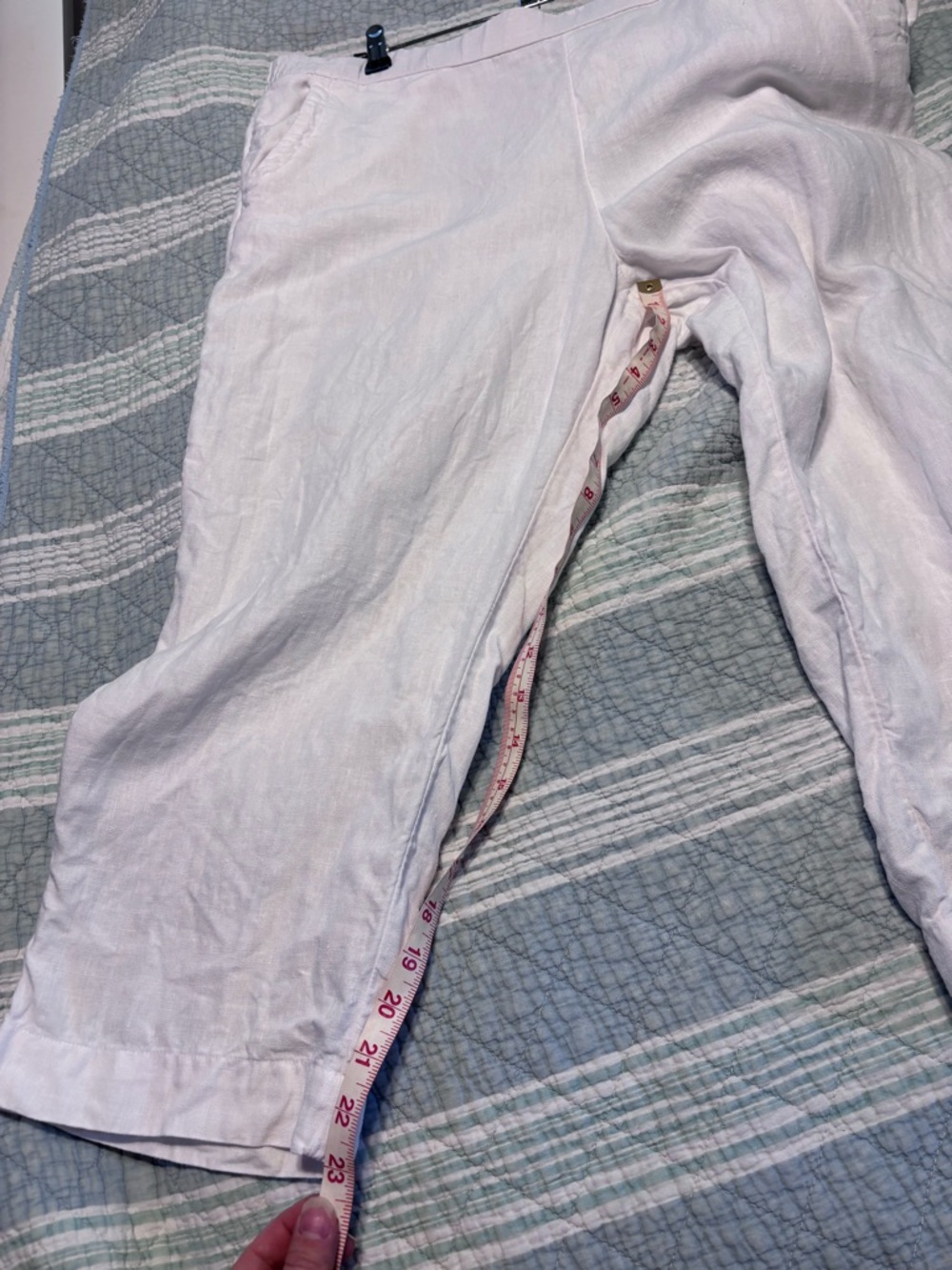 Charter Club White Linen Elastic Waist Linen Pants - Picture 4 of 5